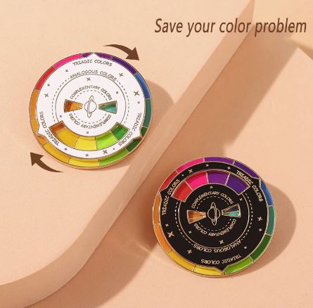 Artistic color spinning wheel enamel pin - gift for Artist